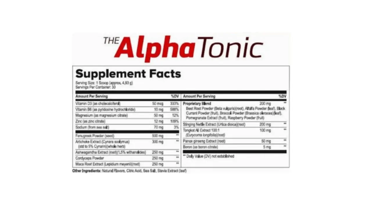 alpha tonic supplement facts